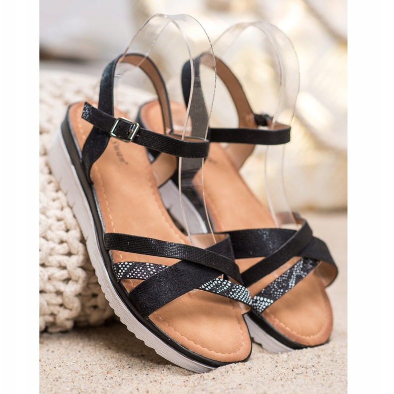 Small Swan Sandály Na Nízkém Klínu černá 2