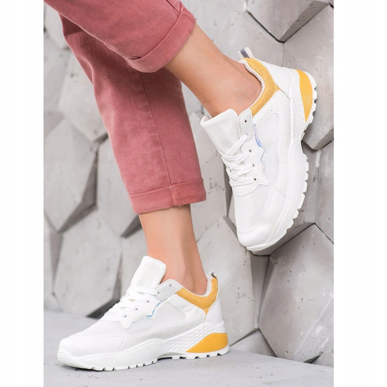 SHELOVET Tenisky s jasně oranžovými vložkami bílý 1