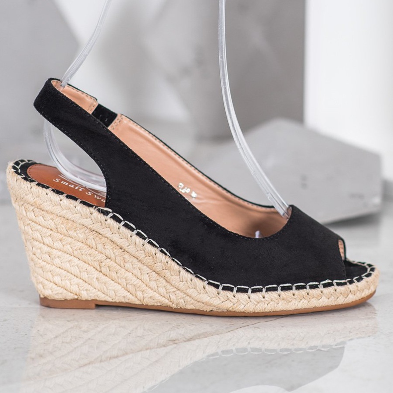 Small Swan Černé Sandály Na Vysokém Klínu černá 2