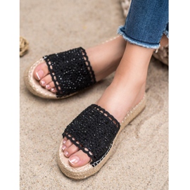 Small Swan Pantofle S Krystaly černý 2