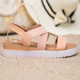 SHELOVET Práškové sandály s gumou hnědý růžový 2