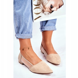 EVE Dámské balerínky se síťovinovým semišovým béžovým vláknem 2