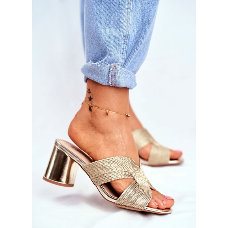 S.Barski Dámské pantofle na podpatku Zlatý host 1