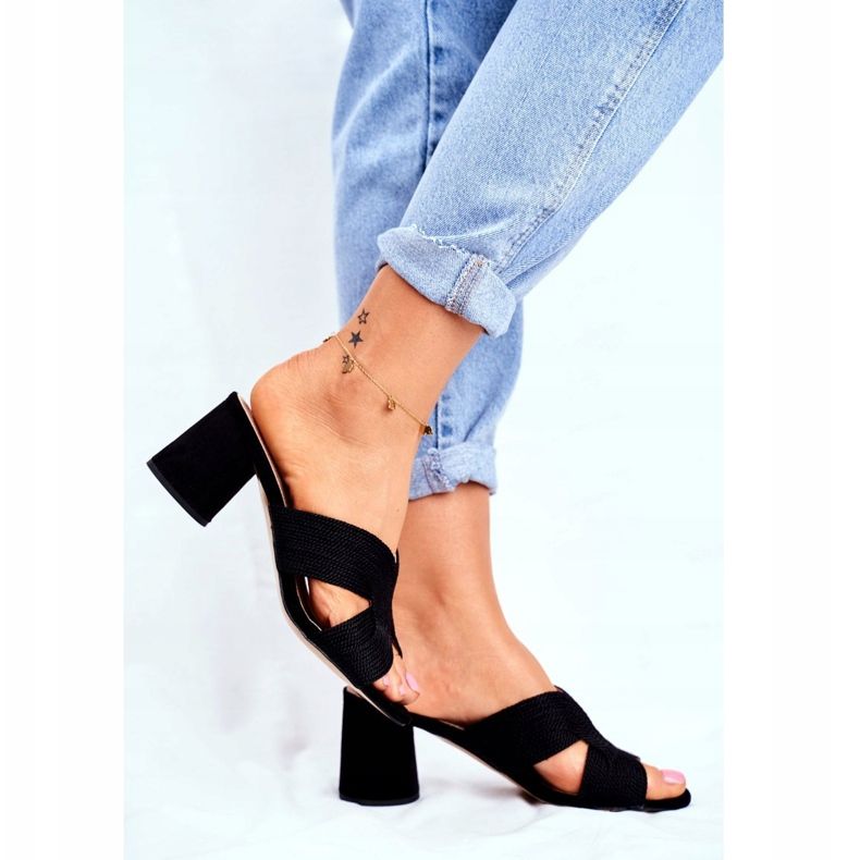 S.Barski Dámské pantofle na podpatku Slip Černá host 2