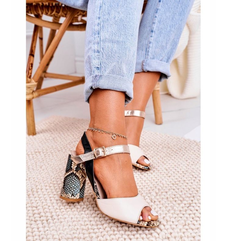Sandály na baru Laura Messi 2136 Leather Black Snake Altres černý vícebarevný žluť 1