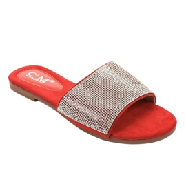 Červené pantofle se kubickým zirkonem 839-761 šedá 1