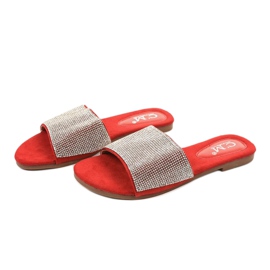 Červené pantofle se kubickým zirkonem 839-761 šedá 2