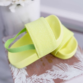 FRROCK Dětské dívčí pantofle Brocade Lime Rimia žluť 2
