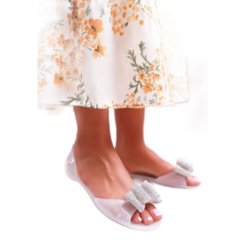 Lu Boo | Gumové balerínky Meliski Bow White Cindela bezbarvý 1