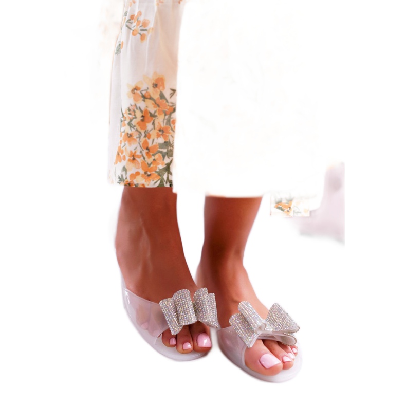 Lu Boo | Gumové balerínky Meliski Bow White Cindela bezbarvý 2