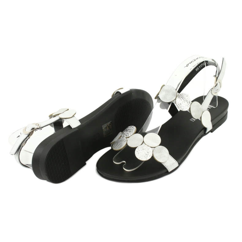 M.Daszyński Stříbrné sandály Daszyński MR1958-1 s kruhy stříbrný 2