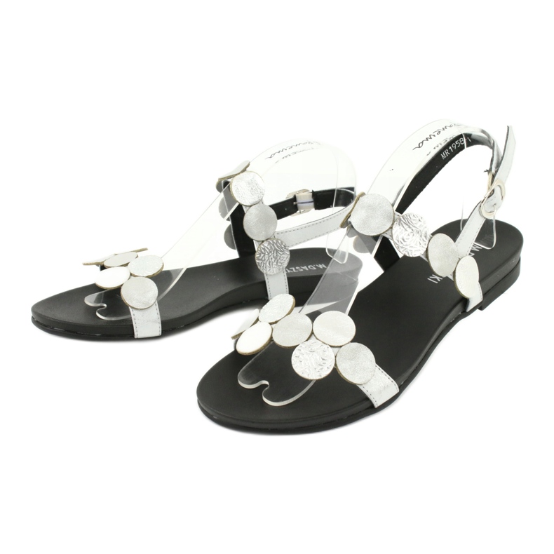 M.Daszyński Stříbrné sandály Daszyński MR1958-1 s kruhy stříbrný 1