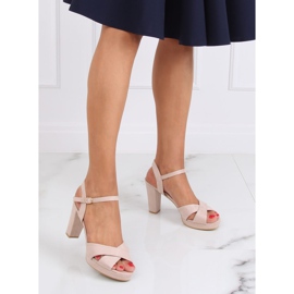 Béžové sandály na vysokém podpatku WD99P Beige béžový 2