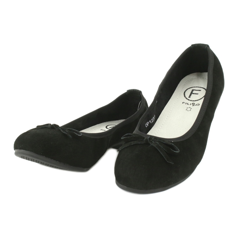 Filippo Černé kožené balerínky s mašlí černá 1