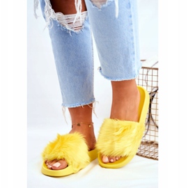 Dámské pantofle s kožešinou žlutou kožešinou žluť 1