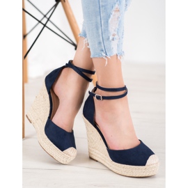 SHELOVET Vysoké espadrilky na klínku námořnická modř 2