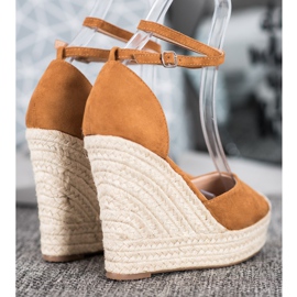 SHELOVET Vysoké espadrilky na klínku hnědý 1 SHELOVET Vysoké espadrilky na klínku hnědý 1