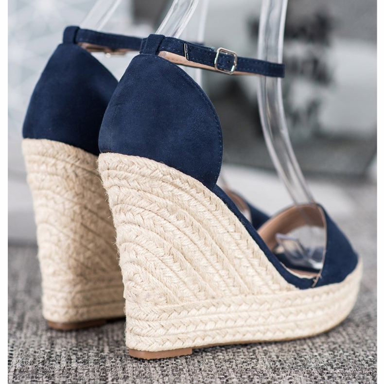 SHELOVET Sexy sandály na klínku modrý 1