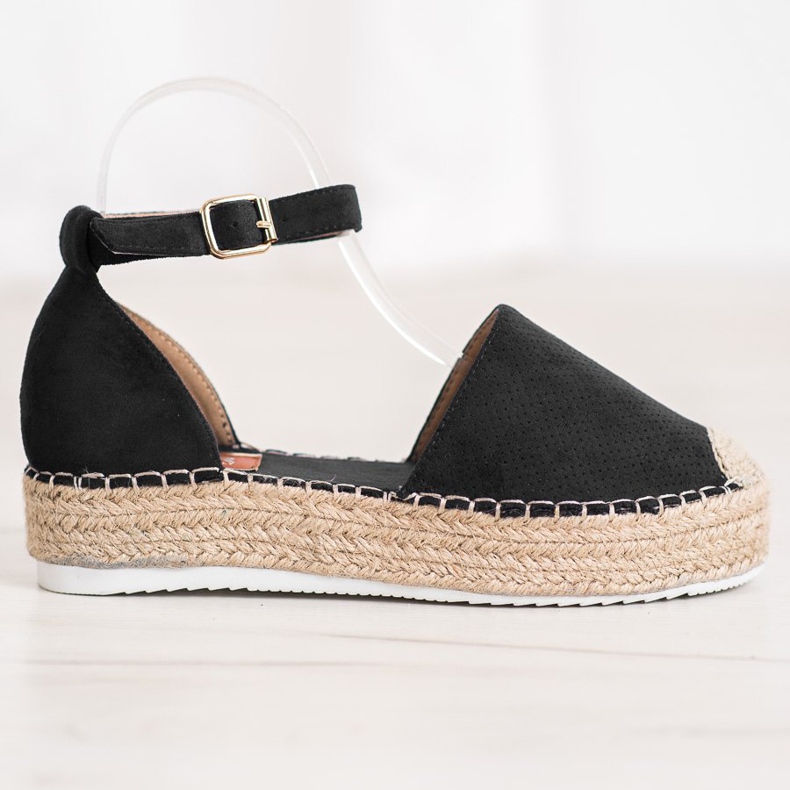 SHELOVET Prolamované espadrilky černá 2