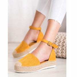 SHELOVET Prolamované espadrilky žluť 2