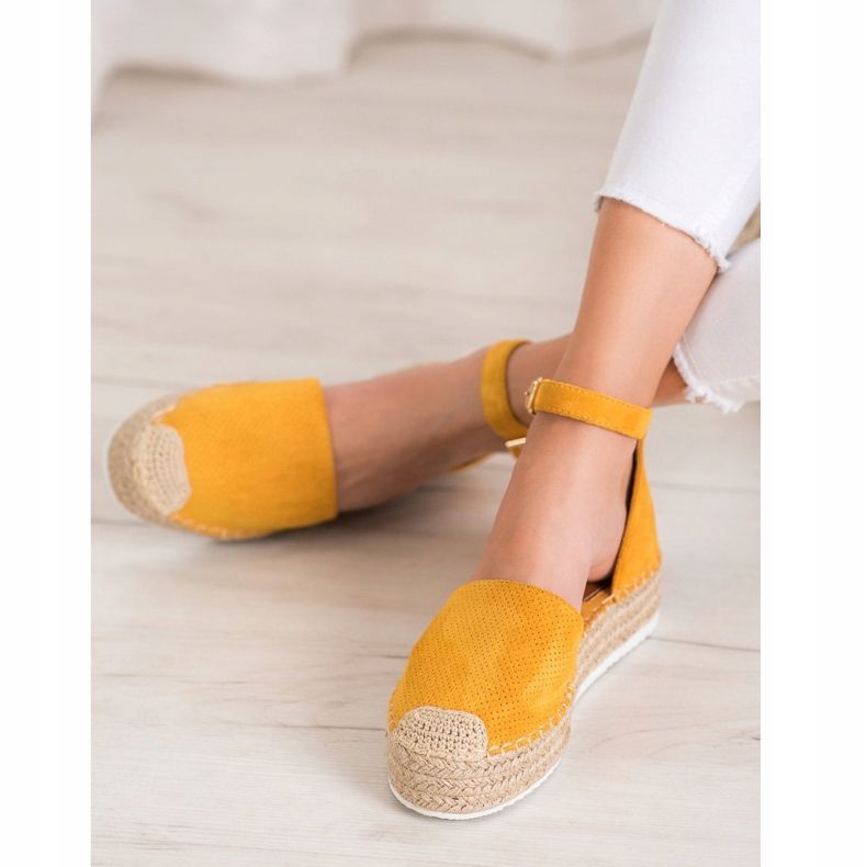 SHELOVET Prolamované espadrilky žluť 1