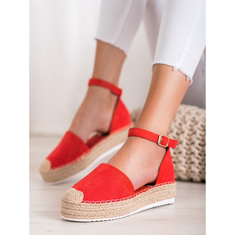 SHELOVET Prolamované espadrilky červený 1