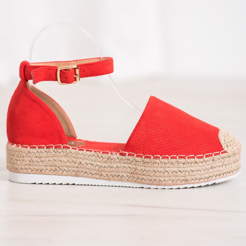 SHELOVET Prolamované espadrilky červený 2