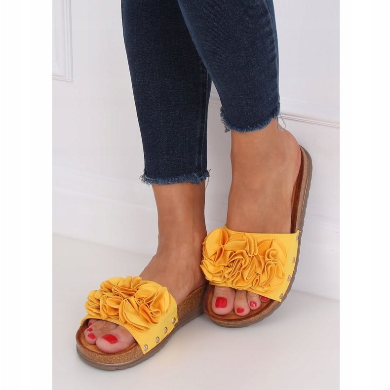 Dámské pantofle na med F191 žluté žlutá 2