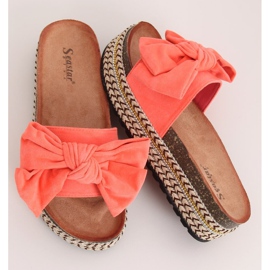 Coral CK137P Korálové pantofle na vysoké podrážce oranžový 1