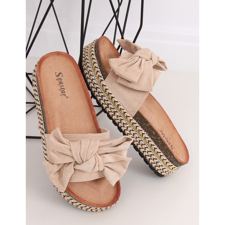 Pantofle na vysoké podrážce béžová CK137P béžová béžový 1