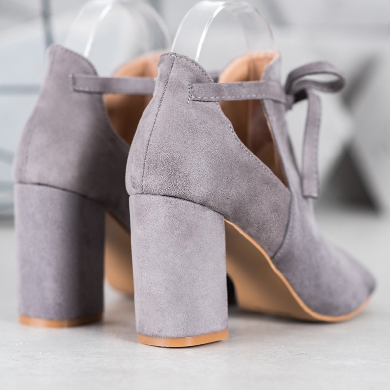 Vázané boty s otevřenou špičkou VINCEZA šedá 1