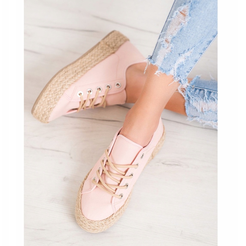 Kylie Tenisky Na Slámové Platformě růžový 1