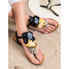 Ch. Creation Sandály S Květinami černá 1