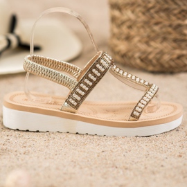 SHELOVET Nazouvací sandály s korálky žlutá 2