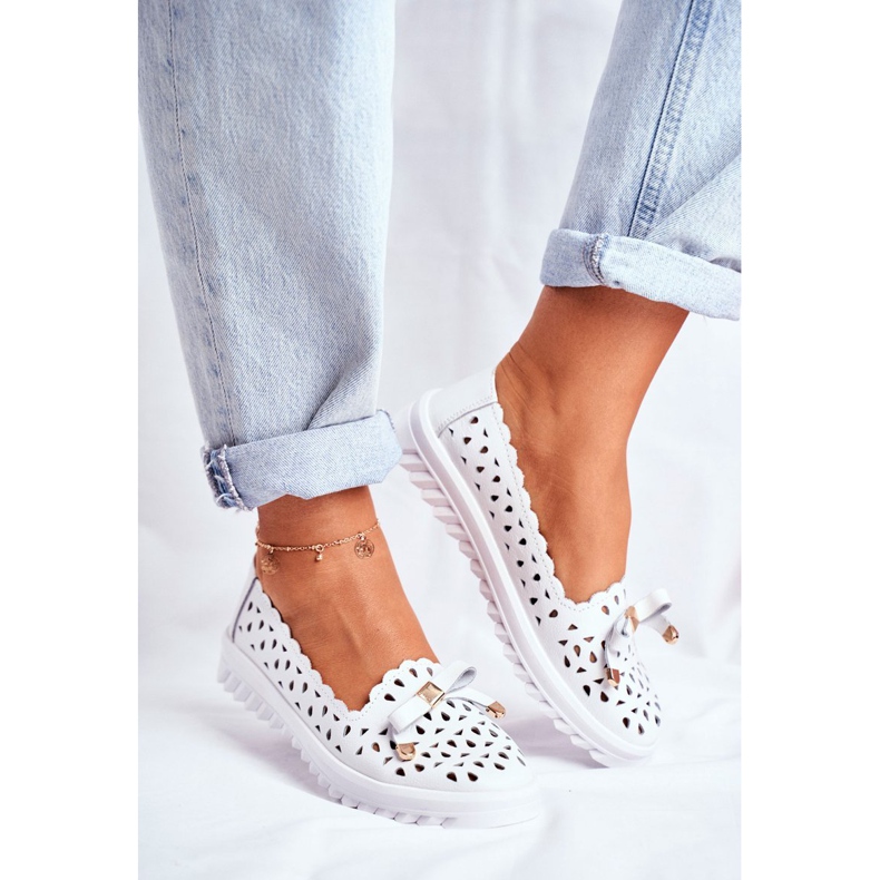 S.Barski Dámské mokasíny, prolamovaná kůže LR71515 bílá Murrieta bílý 1