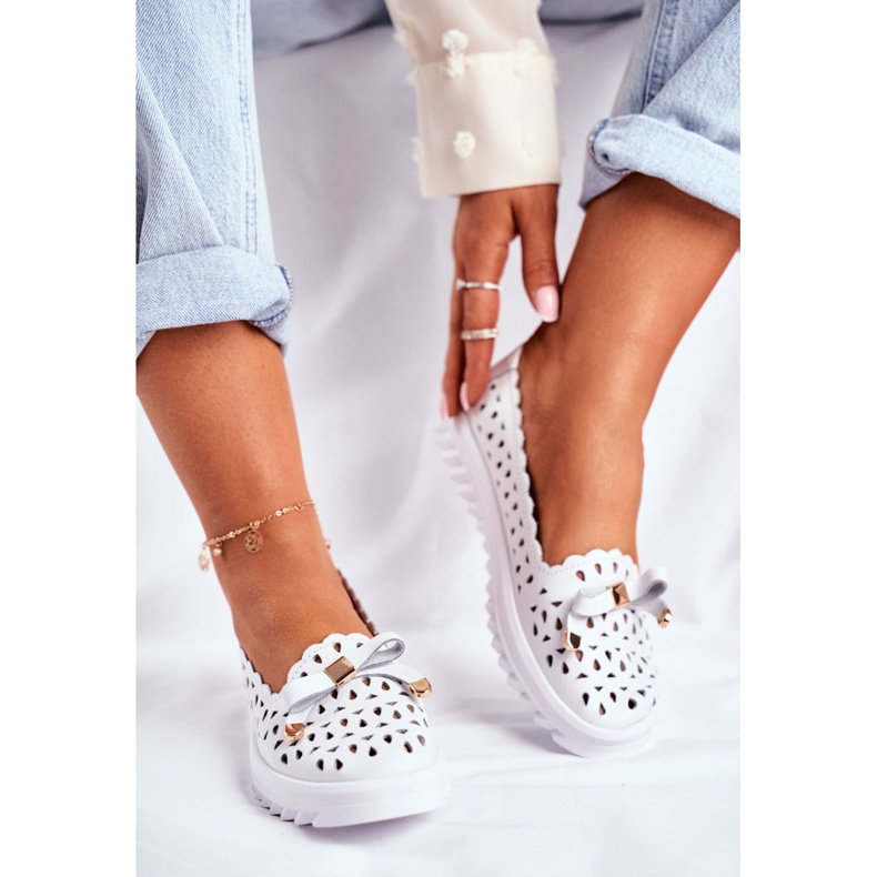 S.Barski Dámské mokasíny, prolamovaná kůže LR71515 bílá Murrieta bílý 2