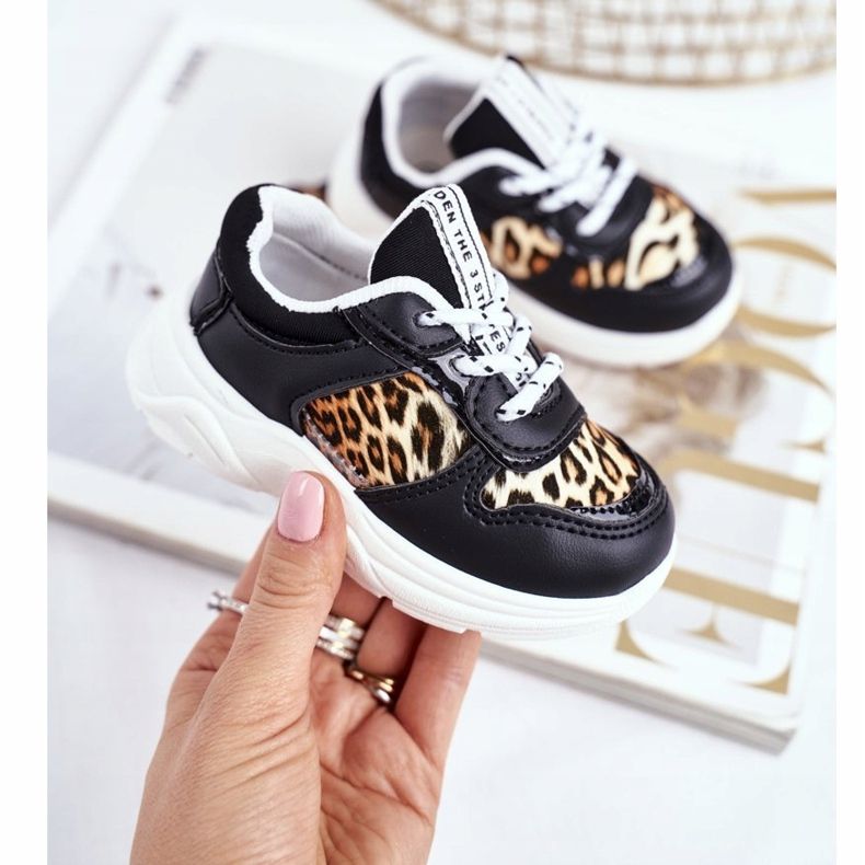 FRROCK Černá dětská sportovní obuv Penny Leopard Print bílý černý 2