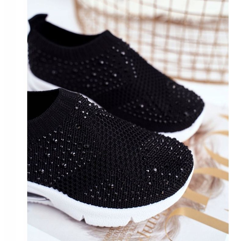 FRROCK Černá dětská sportovní obuv Linda se zirkony 1