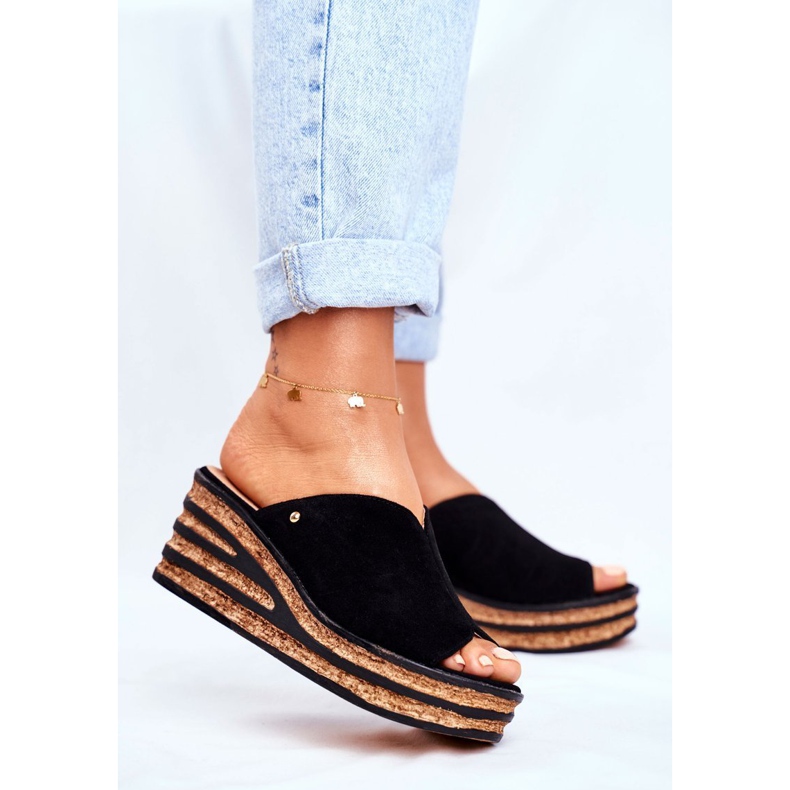 Dámské kožené pantofle na klínku Nicole 2559 Black Lemonade černá 1