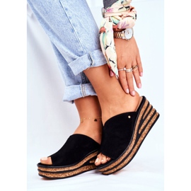 Dámské kožené pantofle na klínku Nicole 2559 Black Lemonade černý 2