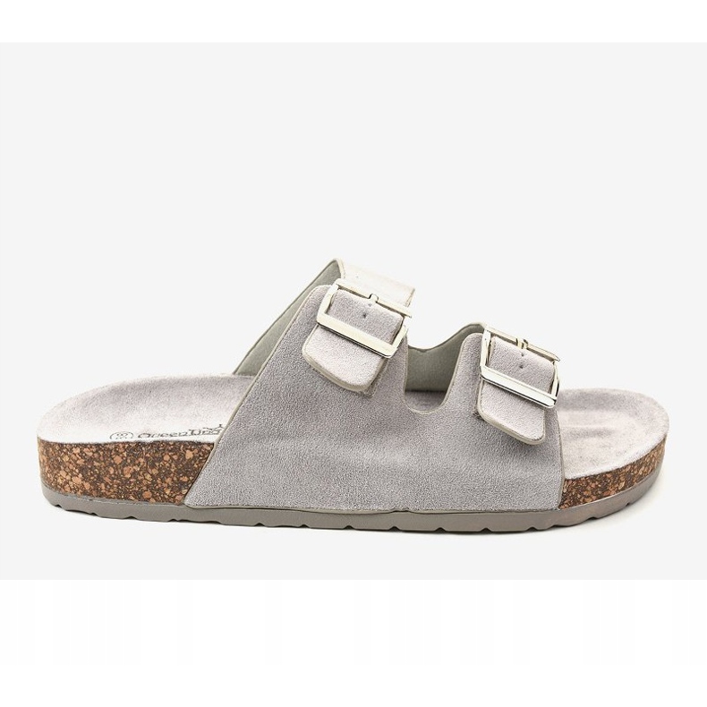 Šedé pantofle se sponou BL3100-SF šedá 2