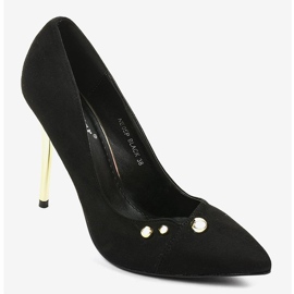 Černé klasické vysoké podpatky s knoflíky NE05P černá 2