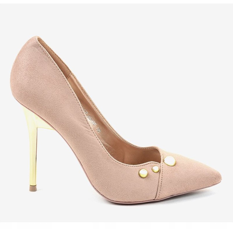 Klasické béžové vysoké podpatky s cvočky NE05P béžový 2