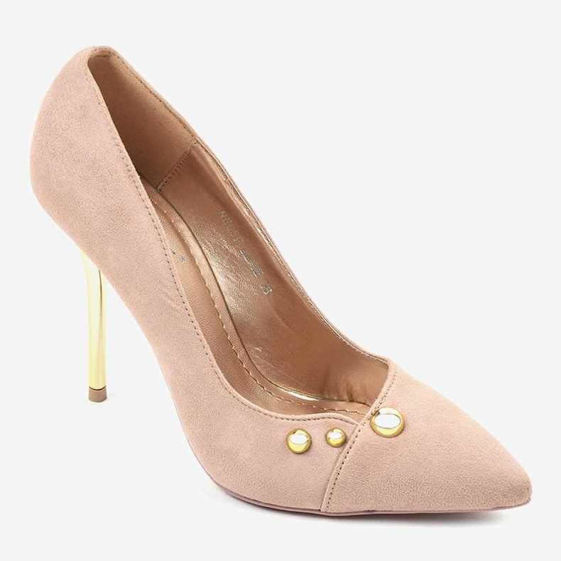 Klasické béžové vysoké podpatky s cvočky NE05P béžový 1