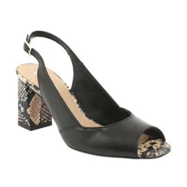 Edeo Dámské černé / zvířecí sandály 3499A-1193 černá 1