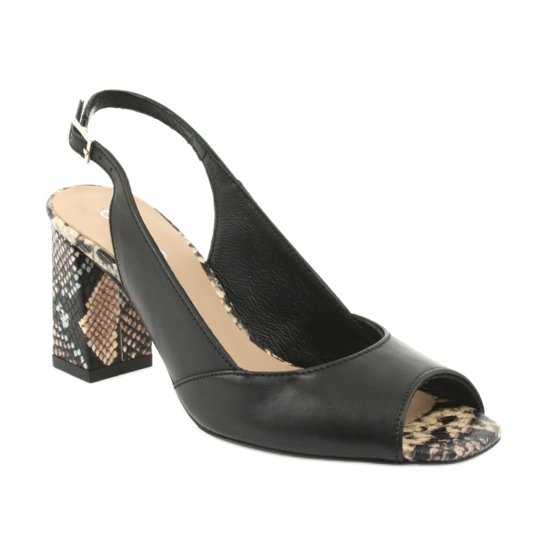 Edeo Dámské černé / zvířecí sandály 3499A-1193 černá 1