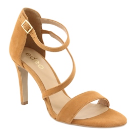 Edeo Dámské kožené sandály na Szpilce 3344 Rude žlutá 1 Edeo Dámské kožené sandály na Szpilce 3344 Rude žlutá 1