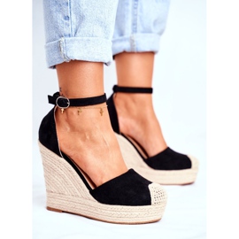 MSMG Dámské sandály na klínku z černého avokáda černá 2