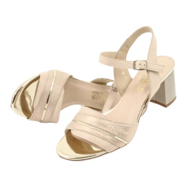 Pohodlné kožené sandály Gamis 3940 béžový zlatý 4