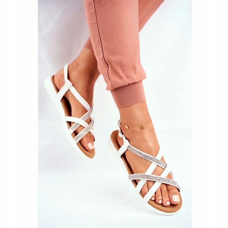 Dámské sandály Lu Boo s kubickým zirkonem 406-6 bílé Feen bílý 1